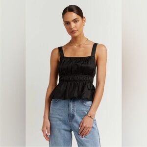DISSH Winnie Black Gathered Peplum Top